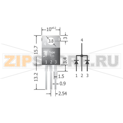 Сборка диодная 20 А, общий катод, корпус: SIP-3 Diotec SBCT2040 