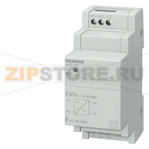 ИСТОЧНИК ПИТАНИЯ ДЛЯ ПРОДОЛЖИТЕЛЬНОЙ НАГРУЗКИ 230 V 50 HZ / 24 V DC С ВЫПРЯМИТЕЛЕМ И КОНДЕНСАТОРОМ 6VA Siemens 4AC2402 