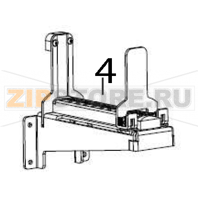 Media supply hanger (optional field-installed hanger) Zebra ZT600 Media supply hanger (optional field-installed hanger) Zebra ZT600Запчасть на деталировке под номером: 4