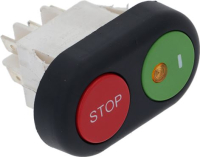 PUSH-BUTTON PANEL 2-BUTTON I-STOP GREEN-