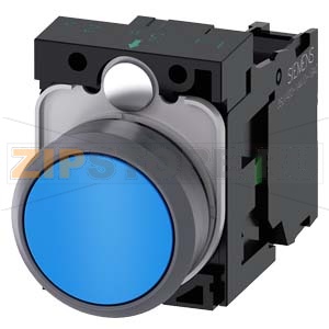 КНОПКА, 22MM, КРУГЛАЯ, ПЛАСТИК С МЕТАЛЛИЧЕСКИМ ФРОНТАЛЬНЫМ КОЛЬЦОМ, СИНЯЯ, ПЛОСКАЯ КНОПКА, КОНТАКТЫ МГНОВЕННОГО ДЕЙСТВИЯ, С ДЕРЖАТЕЛЕМ, 1NO, ВИНТОВЫЕ КЛЕММЫ Siemens 3SU1130-0AB50-1BA0 