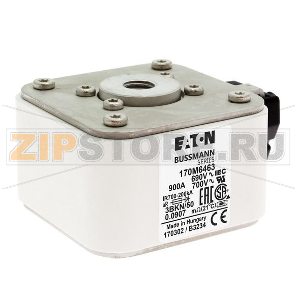 Предохранитель, 900 A, AC 690 В, 200 кА, size 3, aR, IEC UL Eaton FUSE 900A 690V 3BKN/50 AR UC 