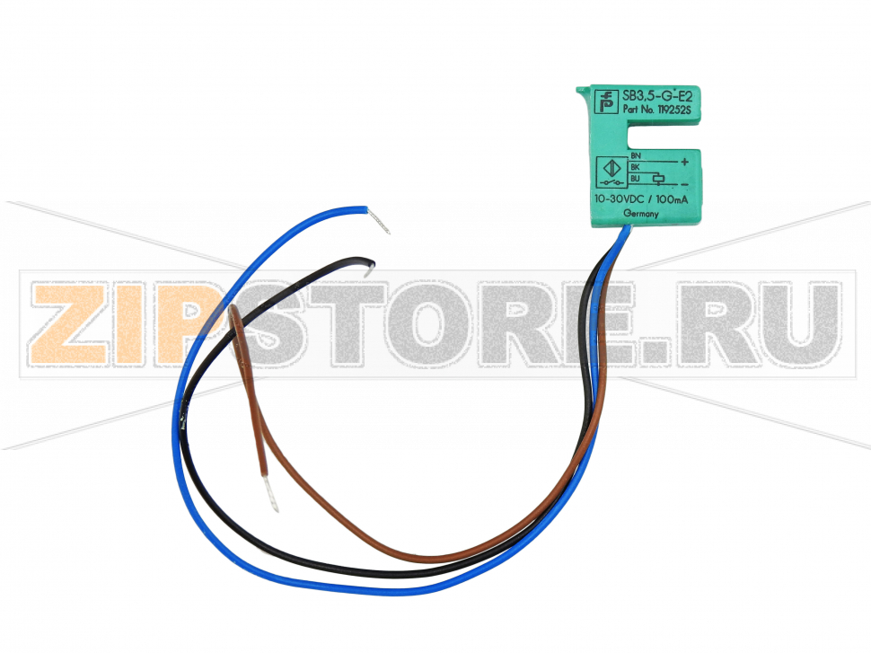 Индуктивный датчик Inductive slot sensor SB3,5-G-E2 Pepperl+Fuchs General specificationsSwitching functionNormally open (NO)Output typePNPSlot width3.5 mmDepth of immersion (lateral)5 ... 7 mmOutput polarityDCNominal ratingsOperating voltage10 ... 30 V DCSwitching frequency0 ... 2000 HzReverse polarity protectionreverse polarity protectedShort-circuit protectionpulsingVoltage drop&le 3 VOperating current0 ... 100 mANo-load supply current&le 15 mASwitching state indicatorLED, yellowFunctional safety related parametersMTTFd2590 aMission Time (TM)20 aDiagnostic Coverage (DC)0 %Approvals and certificatesUL approvalcULus Listed, General PurposeCSA approvalcCSAus Listed, General PurposeCCC approvalCCC approval / marking not required for products rated &le36 VAmbient conditionsAmbient temperature-25 ... 70 °C (-13 ... 158 °F)Mechanical specificationsConnection typeflexible leads PVC , 135 mmCore cross-section0.14 mm2Housing materialPBTDegree of protectionIP67