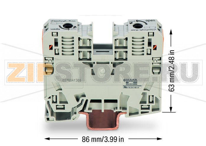 POWER CAGE CLAMP 2-проводные проходные клеммы; 35 мм; подходят для исполнений Ex e II; боковые маркировочные разъемы; только на рейке DIN 35 x 15; POWER CAGE CLAMP; 35,00 mm; светло-серые Wago 285-935 