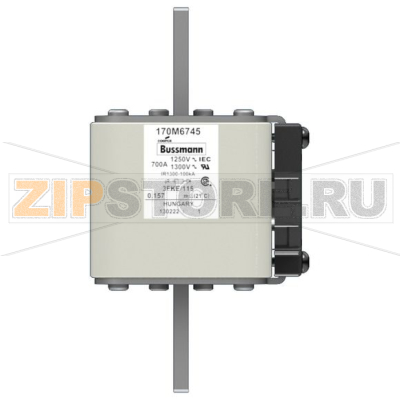 Предохранитель, 700 A, AC 1250 В, 100 кА, size 3, 76x92x159 мм, aR, IEC UL Eaton FUSE 700A 125 