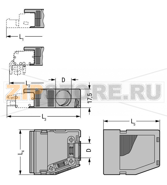 Корпус разгрузки натяжения; серые Wago 232-610 Подходит для кабельного зажима1 кабельный вывод, сзади2 кабельных вывода, сбоку2 крышки входят в комплект...