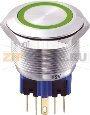 Кнопка антивандальная 250 В/AC, 5 А, 1 x вкл/вкл, без фиксации, IP65, 1 шт TRU Components GQ25-11E/G/12V 