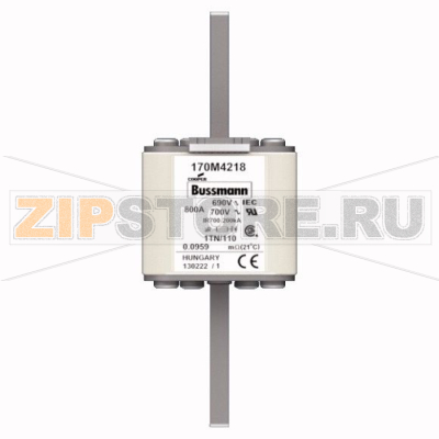 Предохранитель, 800 A, AC 690 В, 200 кА, DIN 1, 53x66x138 мм, aR, DIN, IEC Eaton FUSE 800A 690V 