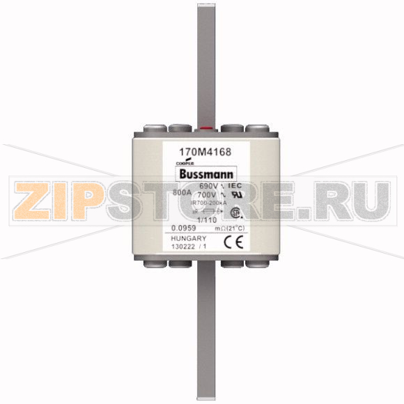 Предохранитель, 800 A, AC 690 В, 200 кА, DIN 1, 53x66x138 мм, aR, DIN, IEC Eaton FUSE 800A 690V 