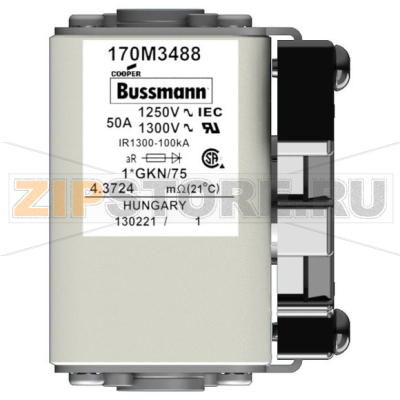 Предохранитель, 50 A, AC 1250 В, 100 кА, size 1, 45x59x81 мм, aR, IEC UL Eaton FUSE 50A 1250V 