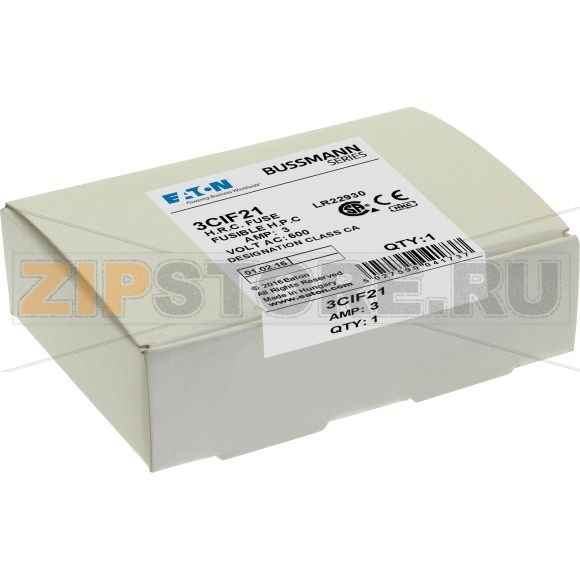 Предохранитель, 3 A, AC 600 В, DC 250 В, 200 кА, HRCI-CA, 14x55 мм, CSA Eaton C.S.A.FUSE FM1 CL'C 