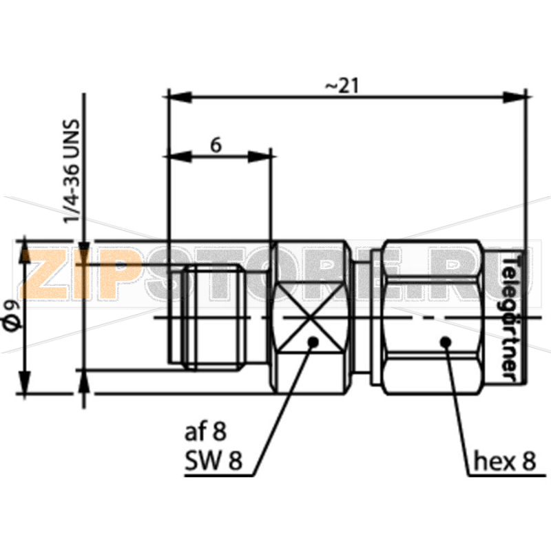 Разъем HF, штекер SMA, 1 шт Telegärtner J01154A0061 