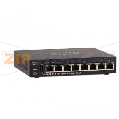 Коммутатор 1 Гб/с, 8 портов, RJ-45 Cisco SG250-08HP-K9-EU 