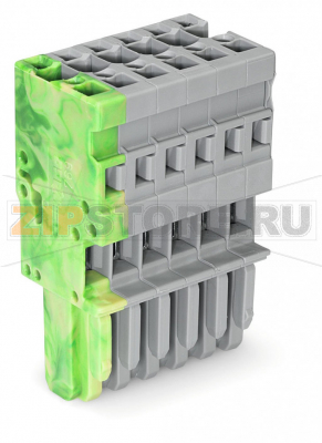 1-проводниковая розетка; 4 mm; 6-пол.; 4,00 mm; желто-зеленые,серые Wago 769-106/000-037 