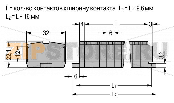 2-проводные клеммные колодки; 9-пол.; без кнопок; с крепежными фланцами; для винтового или аналогичных типов крепления; Крепежное отверстие 3,2 мм O; 2,5 мм; CAGE CLAMP®; 2,50 mm; серые Wago 264-109 