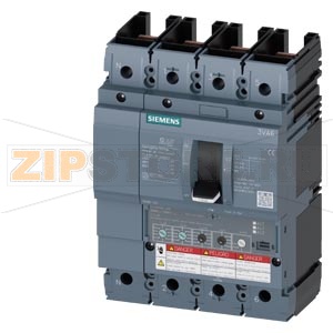 Автоматический выключатель 3VA6 UL frame 150 breaking capacity class L 150kA @ 480V 4-pole, line protection ETU350, LSI, In=40A overload protection ir=16A ...40A short circuit protection Isd=1,5... 10 x Ir, iI=12 x In neutral protection adjustable(off,50% 