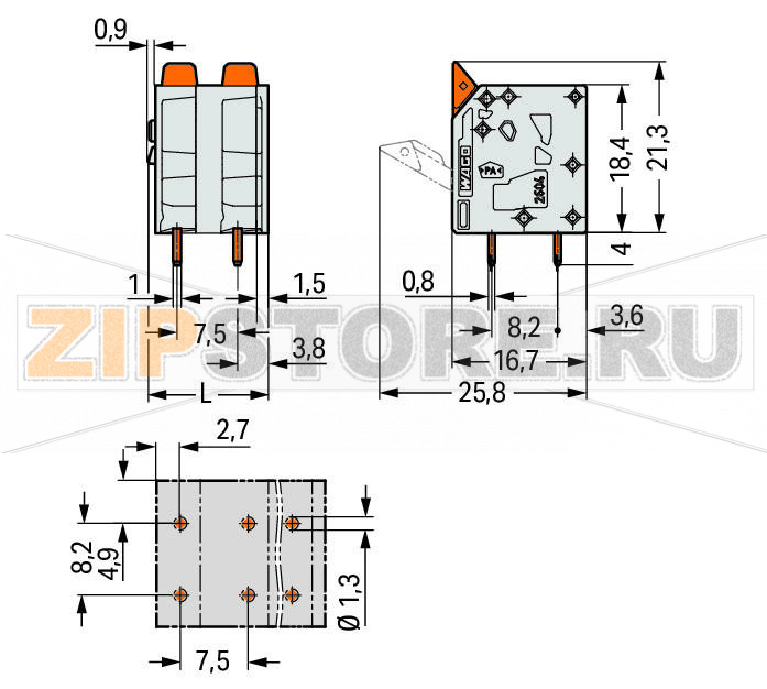 Клемма на печатную плату; рычаг; 4 mm; Шаг контактов 7,5 мм; 7-пол.; Push-in CAGE CLAMP®; 4,00 mm; серые Wago 2604-3307 Клеммные?колодки?с?зажимами?Push-in CAGE CLAMP®,?приводимыми?в?действие?при?помощи?нажимных?кнопокЗажим одножильных проводников и тонкожильных проводников с наконечниками путем вставкиНажимные кнопки, открывающие зажим с минимальными усилиями, для простого подключения / извлечения тонкопроволочных проводниковУдобный монтаж без использования инструментовИсполнения с тестовыми разъемами и разделителями и без нихДоступны исполнения с индивидуальным внутренним объединением (заводская сборка), например, объединение с заземляющим проводом...