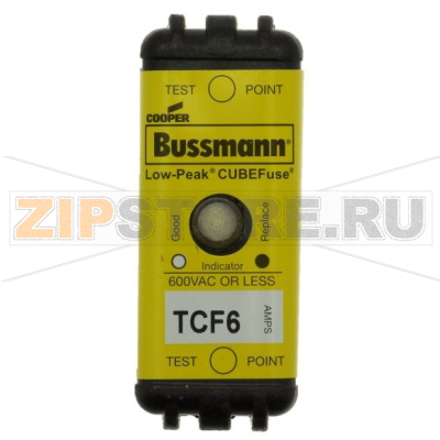 Предохранитель, 6 A, AC 600 В, DC 300 В, 20x26x48 мм, CF, J, UL, CSA, с задержкой Eaton CUBEFUS 