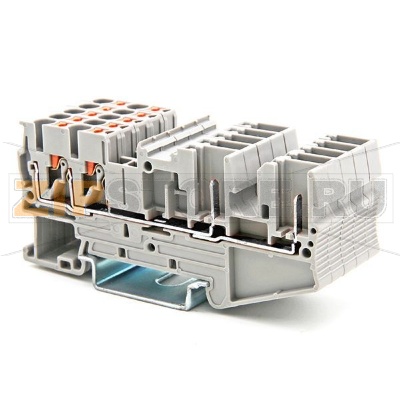 Клемма проходная Push-in, серая CHIKU RPV 2,5-QUATTRO/2P 