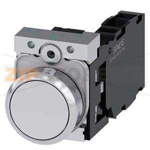 КНОПКА, 22MM, КРУГЛАЯ, МЕТАЛЛИЧЕСКАЯ ГЛЯНЦЕВАЯ, БЕЛАЯ, ПЛОСКАЯ КНОПКА, КОНТАКТЫ МГНОВЕННОГО ДЕЙСТВИЯ, С ДЕРЖАТЕЛЕМ, 1NO+1NC, ВИНТОВЫЕ КЛЕММЫ, С ГРАВИРОВКОЙ ЛАЗЕРОМ, INSCRIPTION OR GRAPHIC SYMBOL CUSTOMIZED EQUIPMENT USING THE SIRIUS-ACT CONFIGURATOR (CIN) 