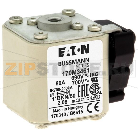 Предохранитель, 80 A, AC 690 В, 200 кА, size 1, 45x59x51 мм, aR, IEC UL Eaton FUSE 80A 690V 1* 