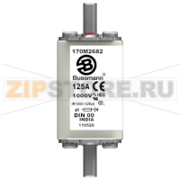 Предохранитель, 125 A, AC 1000 В, 125 кА, DIN 00, aR, DIN, IEC Eaton FUSE 125A 1000V DIN 00 AR
