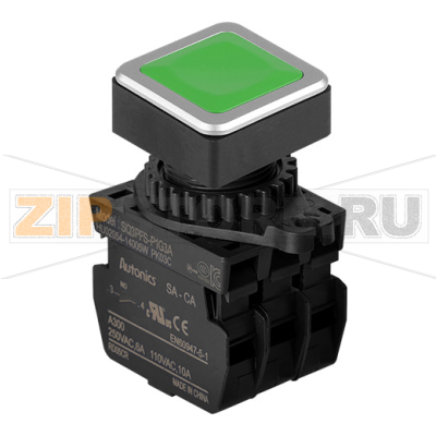 Выключатель кнопочный, головка: квадратная, Ø отверстия: 30 мм Autonics SQ3PFS-P1G3AM 