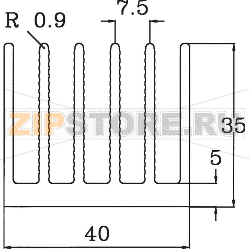 Радиатор 2.33 К/Вт, 200x40x35 мм Pada Engineering 8310/200/N 