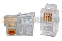 Hyperline PLUG-4P4C-P-C2-100 Телефонный разъем RJ-11(4P4C) (3 µ''/ 3 микродюйма) для телефонной трубки (100 шт)