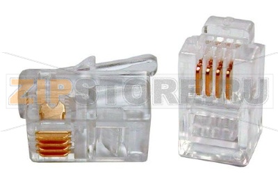 Hyperline PLUG-4P4C-P-C2-100 Телефонный разъем RJ-11(4P4C) (3 µ&#039;&#039;/ 3 микродюйма) для телефонной трубки (100 шт) 