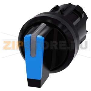 АКТУАТОР ПОВОРОТНОГО ПЕРЕКЛЮЧАТЕЛЯ С ВОЗМОЖНОСТЬЮ ПОДСВЕТКИ, 22MM, КРУГЛ., ПЛАСТИК, РУКОЯТКА КОРОТКАЯ ЧЁРНАЯ С СИНЕЙ ВСТАВКОЙ, 3 КОММУТАЦИОННЫХ ПОЛОЖЕНИЯ: I&gt;O &lt;II, БЕЗ ФИКСАЦИИ, УГОЛ ПОВОРОТА РУКОЯТКИ 2X45 ГРАД.: 10:30Ч./12Ч./13:30Ч. Siemens 3SU1002-2BM50 
