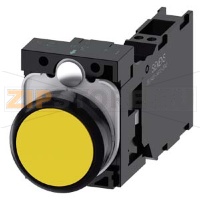 КНОПКА, 22MM, КРУГЛАЯ, ПЛАСТИК, ЖЁЛТАЯ, ПЛОСКАЯ КНОПКА, КОНТАКТЫ МГНОВЕННОГО ДЕЙСТВИЯ, С ДЕРЖАТЕЛЕМ 1NO+1NC, ПРУЖИННЫЕ КЛЕММЫ, Siemens 3SU1100-0AB30-3FA0