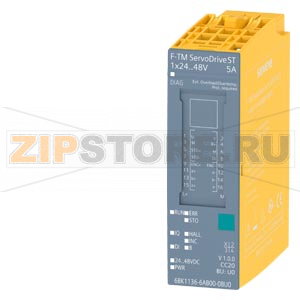 SIMATIC F-TM ServoDrive ST, drive controller for servo drives in the protective extra low voltage range &lt;(&gt;&lt;&lt;)&gt;60V, 24VDC to 48VDC motor supply voltage, output current 5A,for SIMATIC ET 200SP, integrated brake chopper, STO hardwired Siemens 6BK1136-6AB00- 