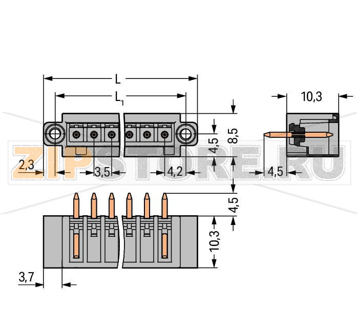 MCS MINI Вилка THT; 1.0 x 1.0 mm solder pin; прямые; 100% защита от неправильного подсоединения; Резьбовой фланец; Шаг контактов 3,5 мм; 20-пол.; светло-серые Wago 734-150/108-000 Сечение контактов 1 x 1 мм позволяет проводить ток до 10 A100% защита от неправильного подсоединенияВозможны варианты кодировки...
