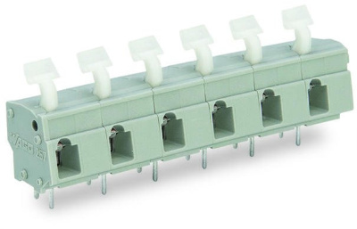 PCB terminal block; push-button; 2.5 mm; Pin spacing 10/10.16 mm; 12-pole; suitable for Ex-e applications; CAGE CLAMP®; commoning option; 2,50 mm; light gray Wago 257-662/000-009/999-950 Клеммные колодки с зажимами CAGE CLAMP®, монтаж с помощью нажимных кнопокУстановите шаг контактов в мм или дюймах либо сжав клеммные колодки плотнее, либо разделяя ихИдеальны для монтажа в полевых условиях благодаря простоте использования при помощи нажимных кнопокУдобный монтаж без использования инструментов...