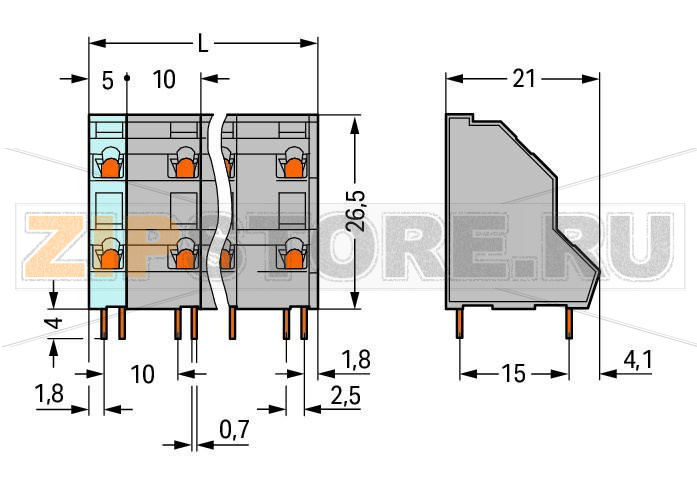 Двухуровневая клемма на печатную плату; 2,5 мм; Шаг контактов 10 мм; 24-пол.; CAGE CLAMP®; 2,50 mm; серые Wago 736-762 Клеммные колодки с соединением CAGE CLAMP®, монтаж проводников при помощи отверткиВысокоплотная двухуровневая конструкция для компактного монтажа нескольких проводников в ограниченном пространствеИндивидуальная маркировка с помощью струйного принтера для всех уровней монтажаКлеммные колодки с объединяющими колодками для распределения потенциалов...