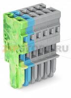 1-проводниковая розетка; 4 mm; 6-пол.; 4,00 mm; желто-зеленые,синие,серые Wago 769-106/000-039