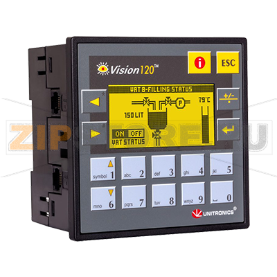 Контроллер 2.4&quot;, 24 В/DC, 10DI, 2AI/DI, 12TO Unitronics V120-22-T2C 