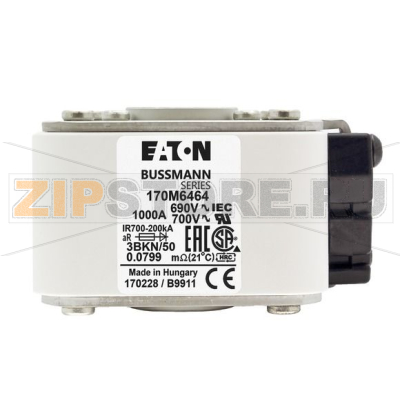 Предохранитель, 1000 A, AC 690 В, 200 кА, size 3, aR, IEC UL Eaton FUSE 1000A 690V 3BKN/50 AR UC 