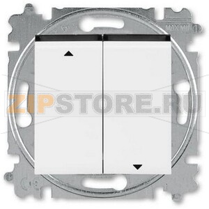 Выключатель жалюзи двухклавишный, с фиксацией, белый/дымчатый чёрный ABB 2CHH598945A6062 