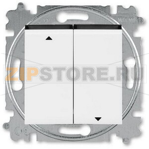 Выключатель жалюзи двухклавишный, с фиксацией, белый/дымчатый чёрный ABB 2CHH598945A6062 