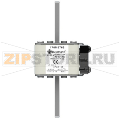 Предохранитель, 1250 A, AC 600 В, 200 кА, size 2, 61x77x135 мм, aR, IEC UL Eaton FUSE 1250A 60 