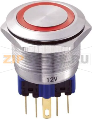 Кнопка антивандальная 250 В/AC, 5 А, 1 x вкл/вкл, без фиксации, IP65, 1 шт TRU Components GQ22-11E/R/12V 