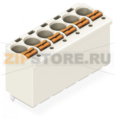 1-conductor THT female header; 1.4 mm O solder pin; прямые; прямая маркировка; 2,5 мм; Шаг контактов 5 мм; 5-пол.; светло-серые Wago 2092-1175/000-5000 Универсальное соединение для всех типов проводниковПростой монтаж одножильных проводников и многожильных проводников с наконечником путем вставкиПростая в использовании конструкция не требует применения специальных инструментовВозможность выполнения монтажа как в соединенном, так и в разъединенном состоянииВстроенные тестовые порты для тестирования параллельно вводу проводникаЗаказная установка выводов под пайку...