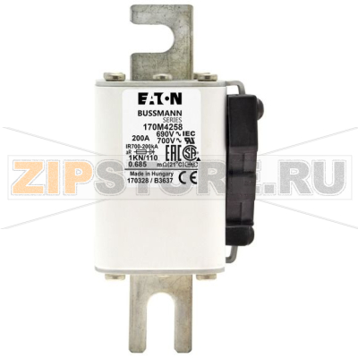 Предохранитель, 200 A, AC 690 В, 200 кА, DIN 1, 53x69x138 мм, aR, DIN, IEC Eaton FUSE 200A 690V 