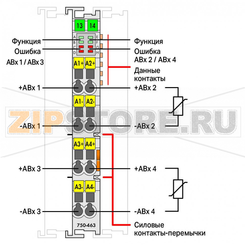 4 аналоговых входа; Pt1000 / RTD; регулируемые; светло-серые Wago 750-463 