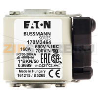 Предохранитель, 160 A, AC 690 В, 200 кА, size 1, aR, IEC UL Eaton FUSE 160A 690V 1*BKN/50 AR UC