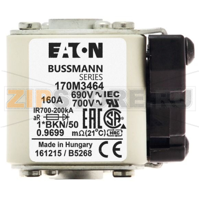 Предохранитель, 160 A, AC 690 В, 200 кА, size 1, aR, IEC UL Eaton FUSE 160A 690V 1*BKN/50 AR UC 