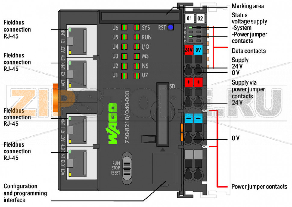 Контроллер PFC200; 2-е поколение; 4 x ETHERNET; Extreme; темно-серые Wago 750-8210/040-000 Der Controller PFC200 ist eine kompakte Steuerung an dem modularen WAGO-I/O-SYSTEM. Neben den Netzwerk- und Feldbus-Schnittstellen unterstutzt er digitale und analoge Module sowie Sondermodule der Serien 750/753. Die vier ETHERNET-Schnittstellen und der integrierte Switch ermoglichen die Verdrahtung in Linientopologie. Ein integrierter Web-Server stellt dem Benutzer Konfigurationsmoglichkeiten und Statusinformationen uber den PFC200 zur Verfugung.Typische Anwendungen finden sich fur den PFC200 neben der Prozessindustrie und der Gebaudeautomatisierung im Bereich des klassischen Maschinen- und Anlagenbaus, wie beispielsweise in Verpackungs-, Abfull-, Textil-, Fertigungs-, Metall- und Holzverarbeitungsmaschinen oder -anlagen.Vorteile:Programmierbar gema? IEC 61131-3Programmierbar mit WAGO-I/O-PRO V2.3 oder e!COCKPIT Direkter Anschluss von WAGO-I/O-Modulen4 x ETHERNET (konfigurierbar) Betriebssystem Linux® mit RT-Preemption-Patch Konfiguration mit CODESYS, e!COCKPIT oder Web-based-Management-Oberflache WartungsfreiDas Gerat ist fur den Einsatz unter erschwerten Umgebungsbedingungen geeignet:stark erweiterter Temperaturbereichhohere Spannungsfestigkeit und EMV-Bestandigkeithohere Vibrations- und Schockfestigkeit...