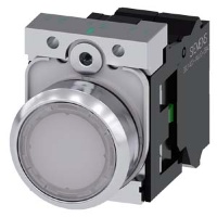 КНОПКА С ПОДСВЕТКОЙ, 22MM, КРУГЛАЯ, МЕТАЛЛИЧЕСКАЯ ГЛЯНЦЕВАЯ, БЕЛАЯ, ПЛОСКАЯ КНОПКА, КОНТАКТЫ МГНОВЕННОГО ДЕЙСТВИЯ, С ДЕРЖАТЕЛЕМ, 1NO, МОДУЛЬ ПОДСВЕТКИ С ИНТЕГРИРОВАННЫМ СВЕТОДИОДОМ 230V AC,  ПРУЖИННЫЕ КЛЕММЫ Siemens 3SU1156-0AB60-3BA0